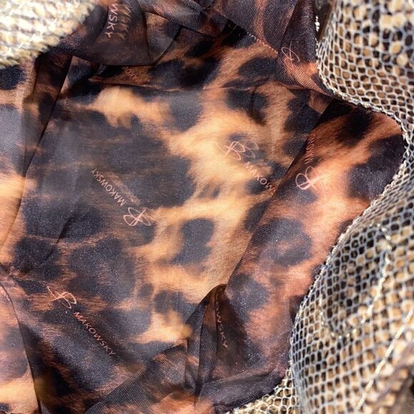 B Makowsky Brown Python Print Patent Leather Shoulder Bag - Picture 8 of 10